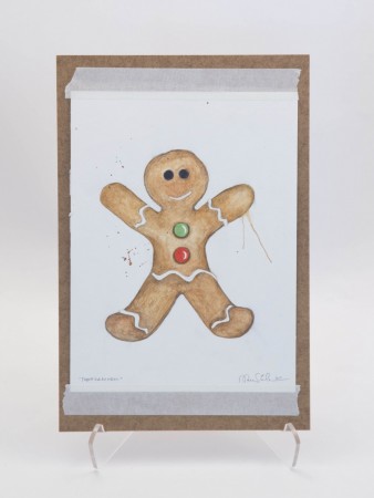 Signert original på MDF - "Pepperkakemann"