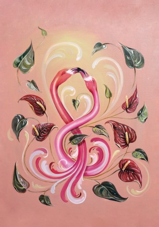 "Frekk flamingo" Fine art print 40x60cm (Numrert opplag!)