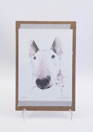 Signert original på MDF - "Bullterrier"