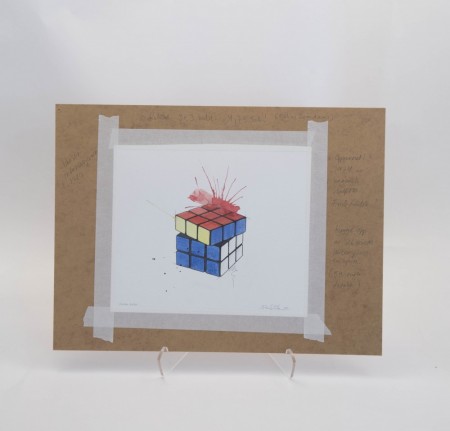 Signert original på MDF - "Rubiks kube"