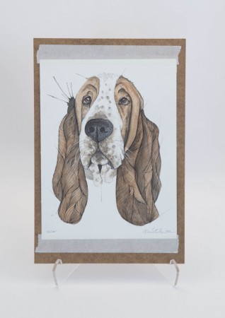 Signert original på MDF - "Basset"