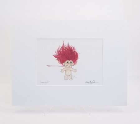 Signert original med passepartout -